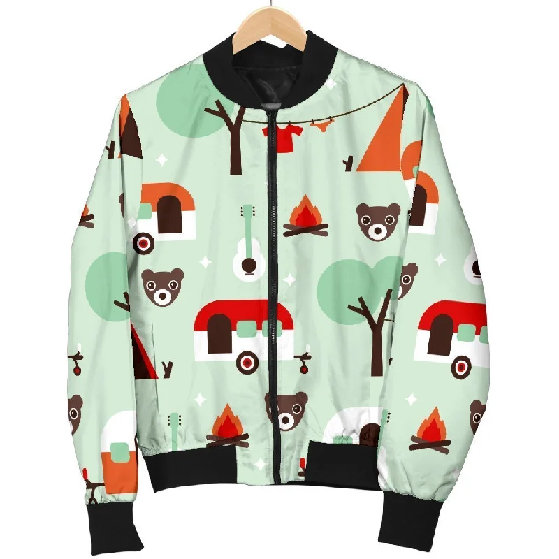 Camper Pattern Print Women Casual Bomber Jacket