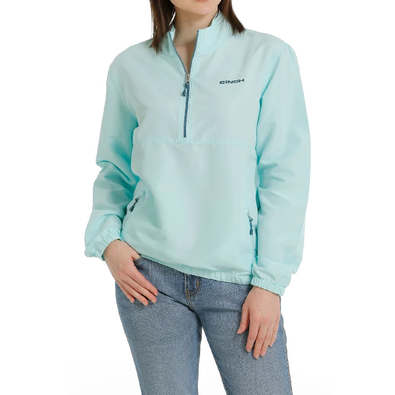 Cinch Ladies 1/2 Zip Light Blue Windbreaker Pullover MAK7902001