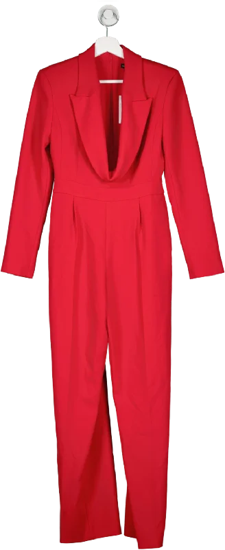 Karen Millen Red Curved Neckline Tailored Blazer Jumpsuit UK 8